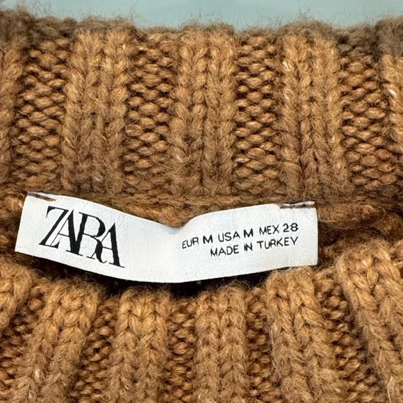 Zara Cropped Cable Knit Sweater - Brown - Picture 3 of 8